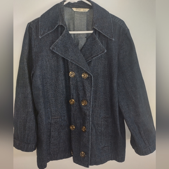 DOUBLE BREASTED DENIM PEA COAT JACKET SIZE XL - Picture 3 of 9